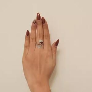 14K แหวนเพชรมอยส์ซอไนต์แท้ประดับเพชรแบบสองวงแหวนกระชับลายคลื่นครอสโอเวอร์เครื่องประดับของขวัญสำหรับเธอ - Product Image 5