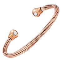 Bracelet en alliage de cuivre martelé, écologique et tendance, pour femmes et hommes, avec 6 aimants puissants, bracelet manchette 16cm, cadeau