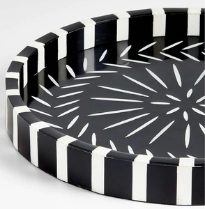 Handmade Modern <b>Christmas</b> Round Serving Tray <b>Black</b> Resin Inlay for <b>Decorative</b> Use - Product Image 2