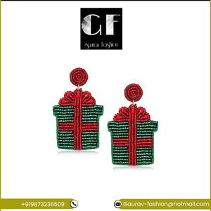 Meilleur nouveau Noël coloré boucles d'oreilles en argent plaqué or géométrique numéro forme conception religieuse diamant perle accessoirisé goutte - Product Image 2