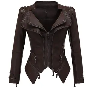 Winter Wear Latest Design Best Supplier Leather Jackets OEM ODM Services Stand Collar Zipper Women Leather Jackets