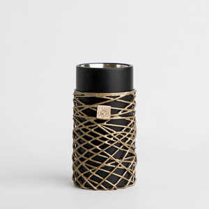 Quemador Bakhoor de madera negro hecho a mano con envoltura de hilo beige soporte de incienso árabe con taza de metal - Product Image 6