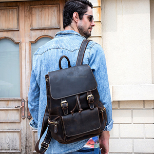 Unisex Leather Travel <b>Backpack</b> Customized Logo <b>Waterproof</b> Laptop Bag Vintage Daypack Factory Manufacturer Supply - Product Image 6