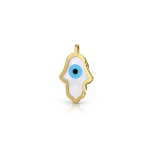Pendentif en or fin avec main de Fátima et oeil turc Design élégant et complexe - Product Image 1