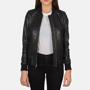 Veste en cuir personnalisable pour femmes avec fermeture éclair sur le devant à manches longues vêtements d'extérieur à la mode parfaits pour la tenue d'automne et le style de bureau - Product Image 1