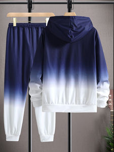 Mens Regular Fit Sports Tracksuit Set Jogger Pants Hoodie <b>Sweatshirt</b> <b>Full</b> <b>Zip</b> Gym Workout Fitness Outfit Solid Eco-Friendly - Product Image 2