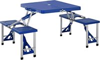 Table de pique-nique pliante avec sièges et trou de parapluie, ensemble de chaises de camping portables, 4 places, cadre en aluminium