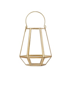 Linterna de metal dorado personalizada con vela de hierro y vidrio votiva para decoración del hogar, precio al por mayor para Navidad - Product Image 1
