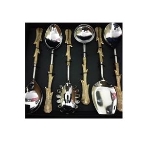 Juego de cubiertos de ensalada de latón y acero inoxidable con diseño de pájaro de 8 con esmalte para el hogar, juegos de cubiertos de Metal de tamaño personalizado para servir ensaladas - Product Image 4