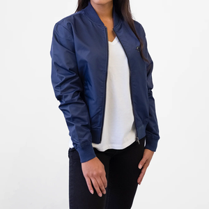 Femmes de haute qualité en cuir de mouton Logo personnalisé broderie décoration à manches longues Satin veste d'hiver grande taille respirant - Product Image 5