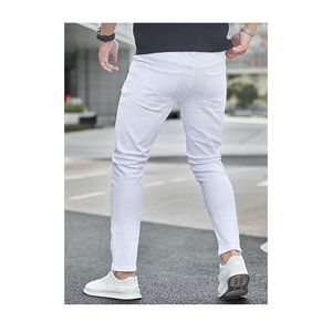 Pantalones vaqueros personalizados de alta calidad para hombre, pantalones vaqueros ajustados a la piel de Color blanco, pantalones vaqueros de forma estrecha para hombre - Product Image 2