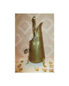 Cubo de carbón de latón de estilo antiguo de gran capacidad para almacenamiento de carbón de chimenea de casa de campo clásico en interiores vintage - Product Image 6