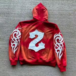 ชุดวอร์มปักลายแบบสตรีทแวร์ชุดมีฮู้ดชุดวอร์มสีจาง - Product Image 3