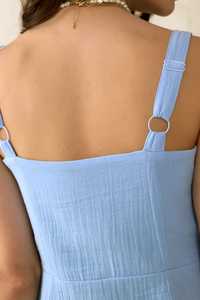 Nouveau attrayant 2025 été vacances bleu ciel sans manches Sexy col carré femmes vêtements élégant décontracté Mini robe - Product Image 5