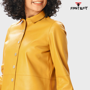 Chemises en cuir élégantes de haute qualité pour femmes, col montant, style décontracté avec logo avant, disponible en différentes couleurs, meilleur prix - Product Image 5