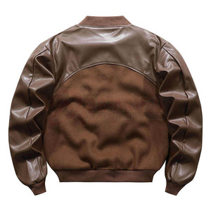 OEM/ODM Men's Waterproof Button Front Varsity <b>Jacket</b> Plus Size <b>Sheep</b> Fur Winter Streetwear Letter Print Design Cow <b>Skin</b> Baseball - Product Image 6