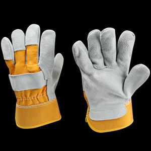 Gants en cuir à forte adhérence avec double patch de paume Gants de travail durables à double paume avec manchette caoutchoutée Gants de gréement en cuir - Product Image 1