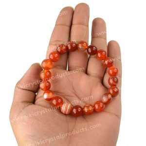 Pulsera de cuentas redondas de cornalina natural de 10 mm para la confianza, la creatividad y la motivación - Product Image 2