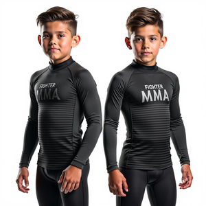 Compression Fit Rash Guard avec manches complètes Impression sublimée et style Kimono De Jiu Jitsu pour MMA et BJJ Stretch Feature - Product Image 4