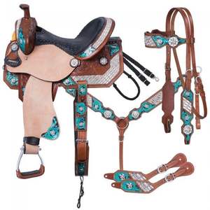 Selle de cheval en cuir de vache véritable de qualité supérieure pour la course de barils, le trail western, le plaisir, forte demande en Inde, accessoires assortis - Product Image 3