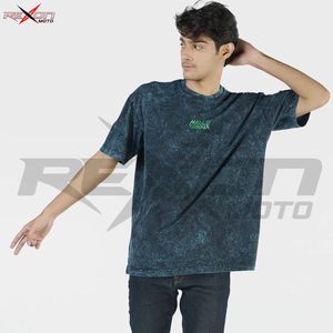 T-shirt vintage en coton épais 150g délavé à l'acide, coupe oversize à épaules tombantes, unisexe, respirant et à séchage rapide, style Rexon Moto - Product Image 2