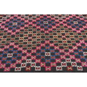 Alfombra turca hecha a mano de Jacquard de lana étnica negra de 4,6x11,1 pies, retales abstractos para dormitorio, diseño de pasillo Rectangular, látex - Product Image 5