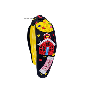 School Theme Beaded Headband Handmade Unique Top Knot <b>Hair</b> <b>Accessory</b> Perfect Gift <b>for</b> Student Back to School - Product Image 3