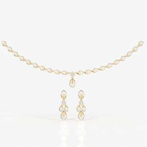 Round & Marquise Moissanite Diamond Wedding Fine Jewelry Set Sterling Silver <b>Necklace</b> - Product Image 1