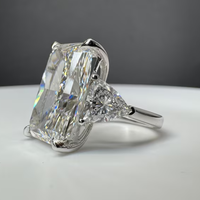 10 carats coupe rayonnante laboratoire cultivé diamant trois pierres bague de fiançailles 14K or blanc F couleur VVS clarté pour les femmes grande bague en diamant