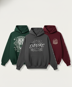 Sweats à capuche graphiques surdimensionnés unisexe Mountain Explore Wave Designs 100% coton automne écologique - Product Image 2