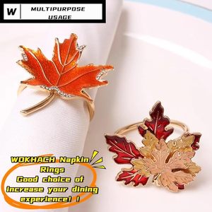 Rassemblements de famille de tous les jours ronds de serviette en acier inoxydable feuille d'érable rouge décor de table idéal à des fins décoratives - Product Image 6