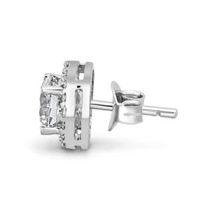 NOVAMART Fine Zarkan Elegant Halo Silver <b>Stud</b> Vintage Trendy Gold Flower Pattern Featuring Diamond Zircon Pearl for Wedding Enga - Product Image 4