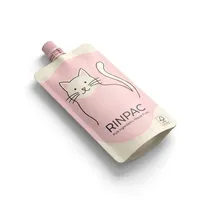 Pochettes à presser personnalisées Rinpac pour purée de viande de chat imprimées numériquement, emballages refermables pour friandises liquides, sachets de précision