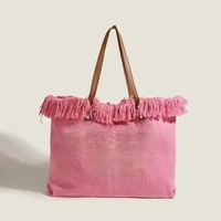 Bolsos Tote Hechos a Mano para Mujer, Tamaño Personalizable, Lona de Algodón, Tejido Resistente, Flecos, Uso en la Playa, Color Personalizado, Logotipo, Ecológico