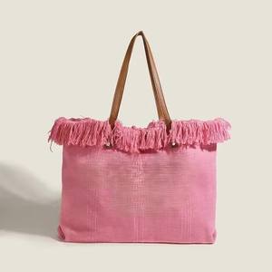 Handmade Women's Tote <b>Bags</b> Customizable Size Cotton Canvas Heavy Woven Fringes Beach Usage Custom Logo Eco-Friendly Recyclable - Product Image 5