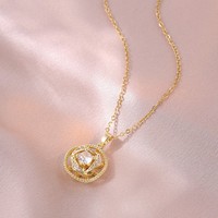Collier Fleur de Zircon Rotatif Élégant en Acier Titane, Nouveau Design, Pendentif Tendance pour Femme, Style Célébrité Internet