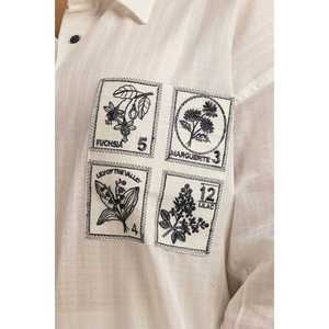 เสื้อเชิ้ตผ้าลินินทรงปกติสำหรับผู้หญิง WM-CS-SS24-097 ผ้าทอ - Product Image 1