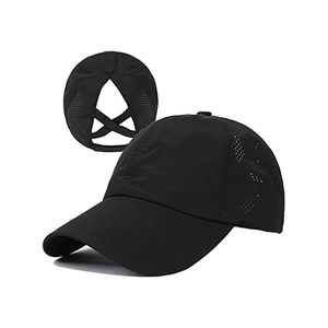 หมวกเบสบอลผ้าโพลีเอสเตอร์/ ผ้าฝ้ายสีดำหมวกเบสบอล6แผง - Product Image 5