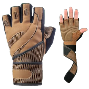 Guantes de levantamiento de pesas con agarre Palma Soporte de muñeca Correas dobles Envoltura de cuero Gimnasio Fitness Culturismo Entrenamiento - Product Image 2