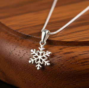 Collar de Plata de Ley 925 al por mayor con colgante de copo de nieve vermeil chapado en rodio cadenas finas de uso diario para cristianos - Product Image 1