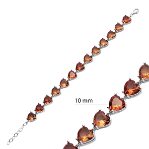 Pulsera de tenis de plata de ley 925 chapada en oro con piedra sultanita en forma de corazón de 10 mm, hecha a mano en Turquía, ideal para fiestas y ocasiones de regalo. - Product Image 2