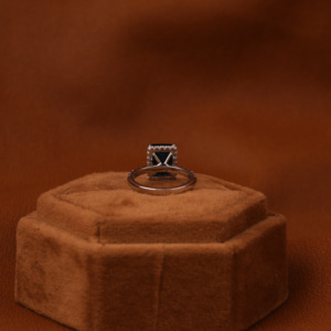 <b>Emerald</b> Cut Hidden Halo Lab Grown Diamond Luxury Fashion Engagement <b>Ring</b> With Dark Blue Center Stone <b>Ring</b> 14KT Solid Gold - Product Image 4