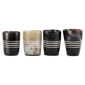 Vaso de cerveza corto de jarra de cuerno de buey y búfalo natural pulido ecológico más vendido con adorno dorado - Product Image 1