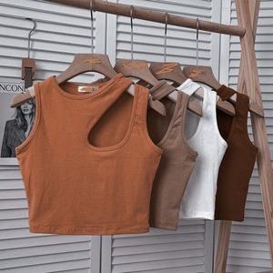 Impression personnalisable Débardeurs côtelés en coton tricoté écologique respirant pour femmes T-shirts sans manches amples et décontractés - Product Image 2