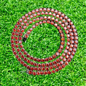 925 เงินสเตอร์ลิงทับทิมสีแดงรอบสร้อยคอเทนนิสสร้อยคออัญมณีที่ใช้สําหรับเครื่องประดับอัญมณีจี้อื่นๆ - Product Image 1