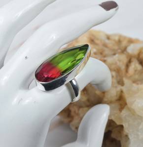 Elegant 925 Sterling Silver Watermelon Quartz Ring Handmade Pear Shape Gemstone Jewelry <b>for</b> Party Perfect <b>Gift</b> <b>for</b> <b>Her</b> - Product Image 3