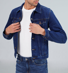 Chaqueta universitaria recortada de trabajo personalizada al por mayor para hombre, chaqueta vaquera sólida informal vintage reversible con cuello levantado y logotipo en la parte delantera - Product Image 1