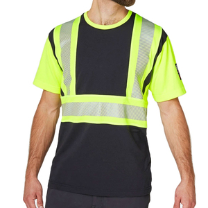 Logotipo personalizado 100% Poliéster Secado rápido Construcción de los hombres Manga corta Reflectante Hi Vis Camisa DE TRABAJO Camisas de seguridad - Product Image 1