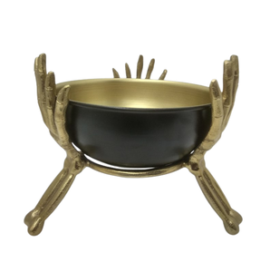 Tazón redondo decorativo de aluminio/hierro con soporte de color de latón diseño único para mesa y decoración del hogar hecho a mano personalizado - Product Image 2