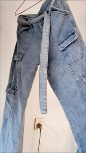 2025 Spring Summer Cargo <b>Men's</b> Large Size Straight Leg <b>Jeans</b> Coated Multi-Pocket Casual Pants Waist Trendy Street Loose Fit - Product Image 4